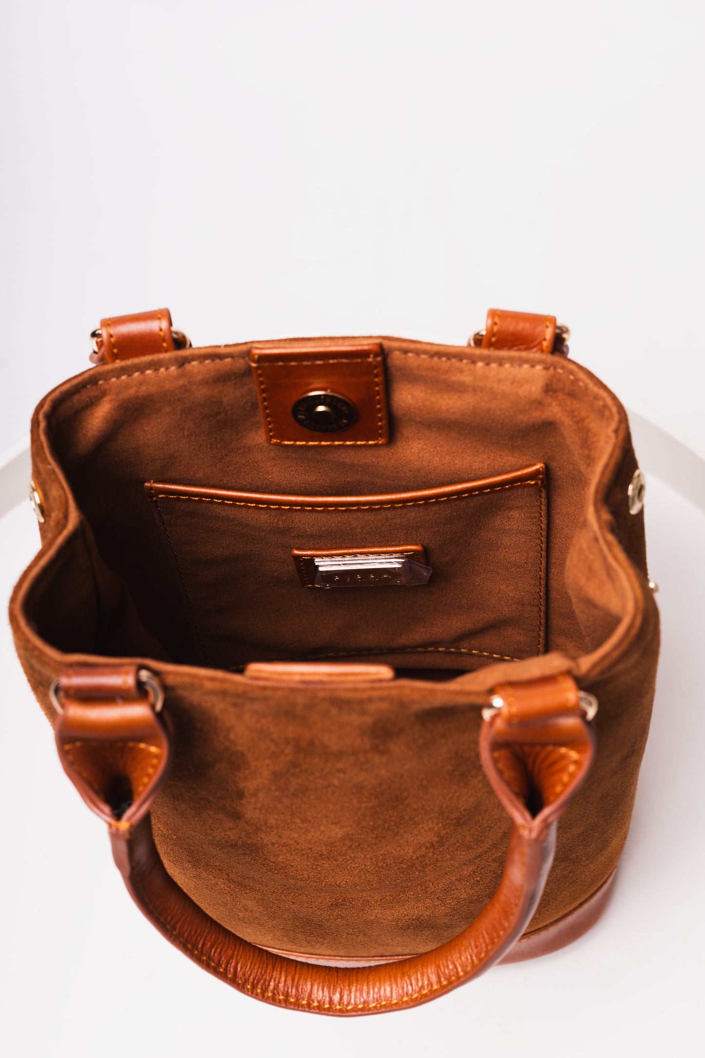 Cartera "Siena" – Gamuza Camel y Cuero Camel OFF 10% SALE