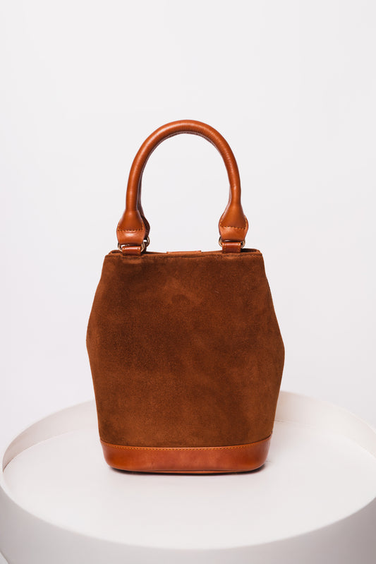 Cartera "Siena" – Gamuza Camel y Cuero Camel  OFF 10% SALE